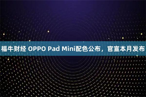 福牛财经 OPPO Pad Mini配色公布，官宣本月发布
